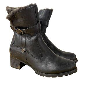 Blondo Fantasia Leather Shearling Lined Waterproof Boots Black Sz 7.5 Moto